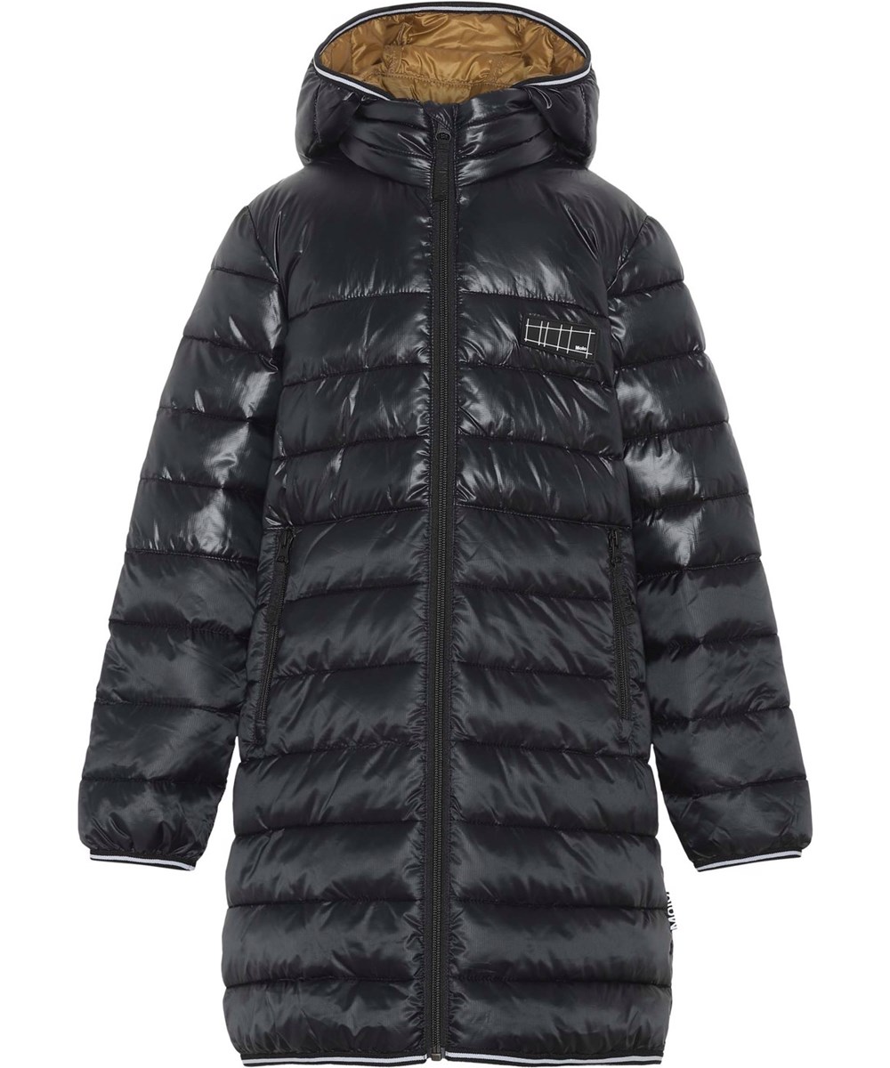 Helin - Black - Zwarte gerecyclede donsjas met pearl padding