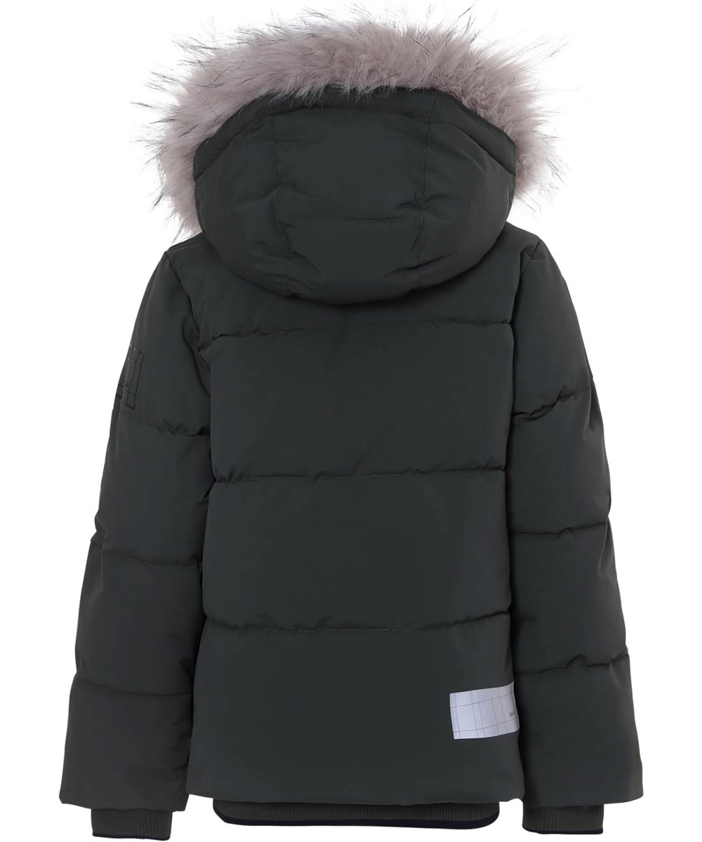 Herbert - Deep Forest - Donkergroene winterjas met bont