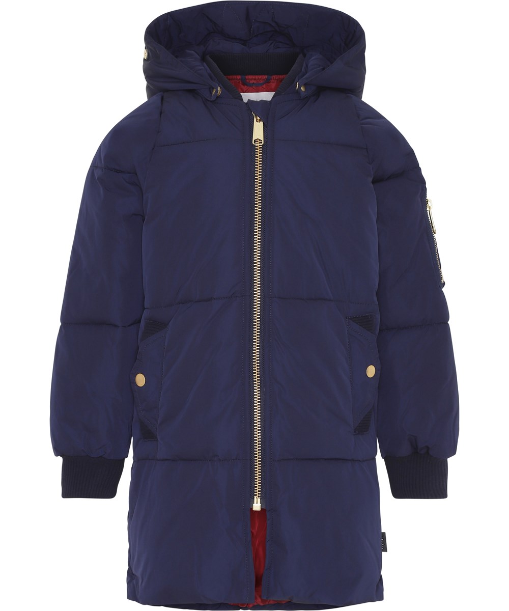 Hermione - Peacoat - Lange donkerblauwe winterjas.