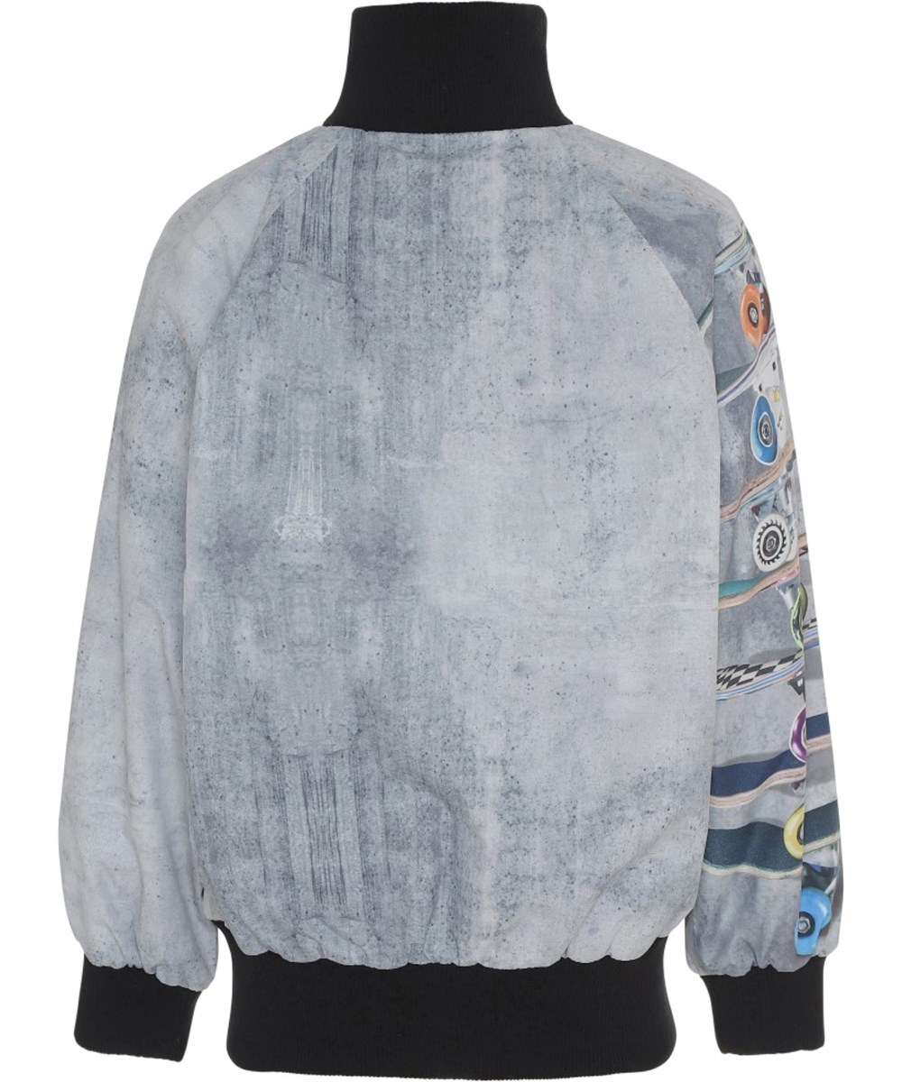 Hewson - Stacked By The Wall - Grijze waterdichte softshell jas met skateboards