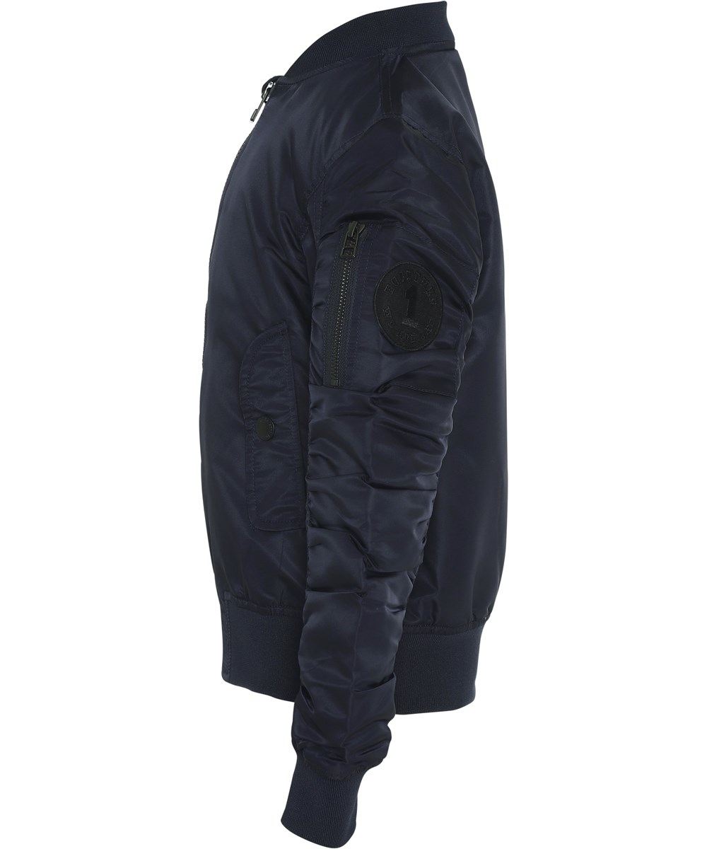 Hiker - Carbon - Donkerblauwe bomberjas met gerimpelde mouwen