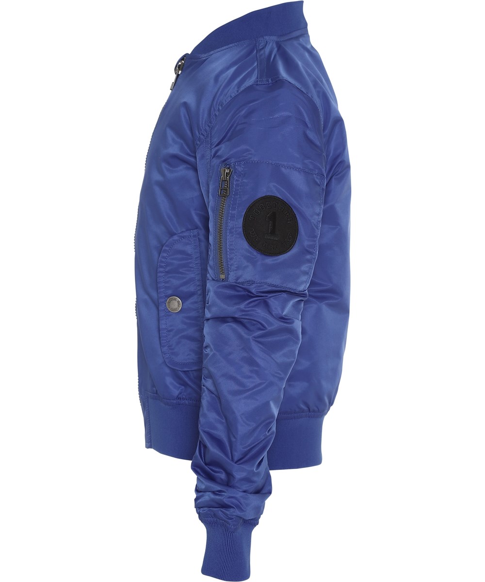 Hiker - Royal Blue - Blauwe bomberjas met gerimpelde mouwen