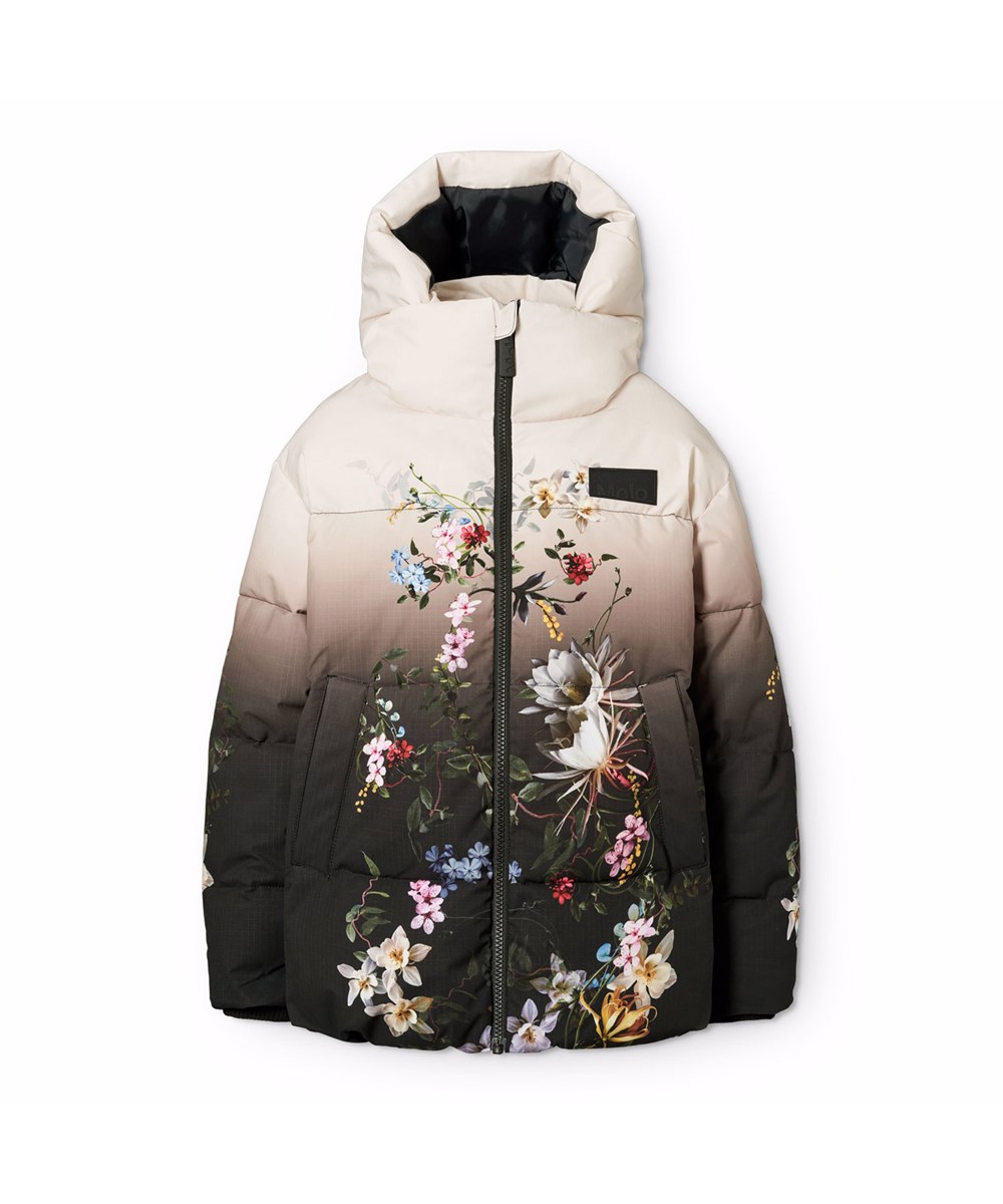 Hilo - Faded Paisley - Warme en functionele kinderjas gemaakt van gerecycled polyester met ritssluiting, hoge kraag en afneembare capuchon.