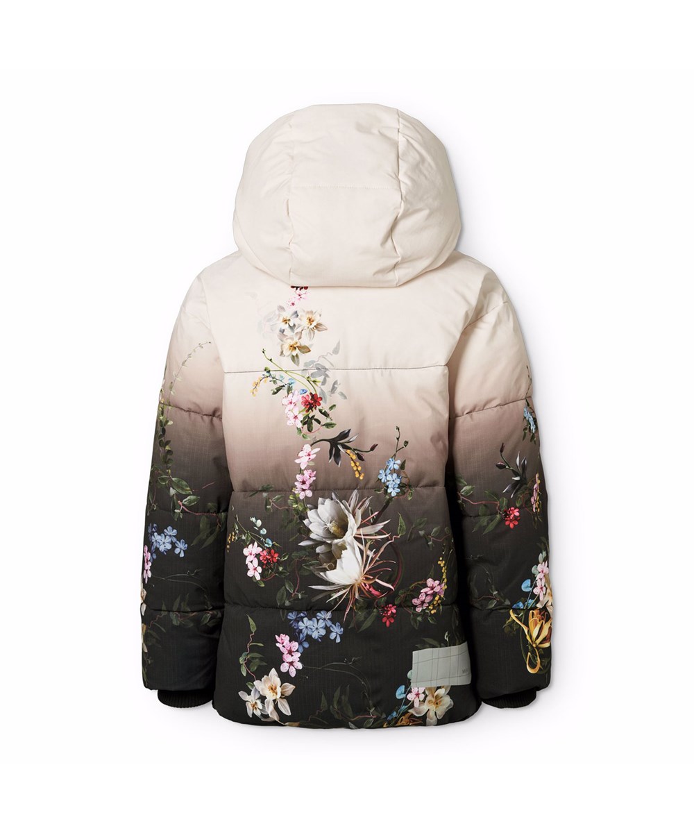 Hilo - Faded Paisley - Warme en functionele kinderjas gemaakt van gerecycled polyester met ritssluiting, hoge kraag en afneembare capuchon.