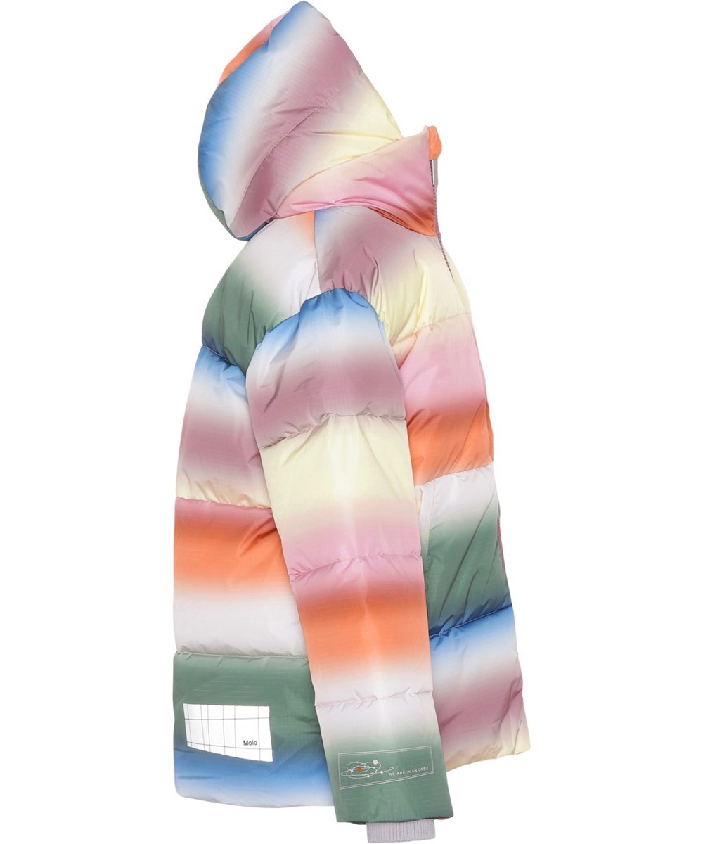 Hilo - Misty Rainbow - Gerecyclede donsjas in pastelkleurige regenboogprint