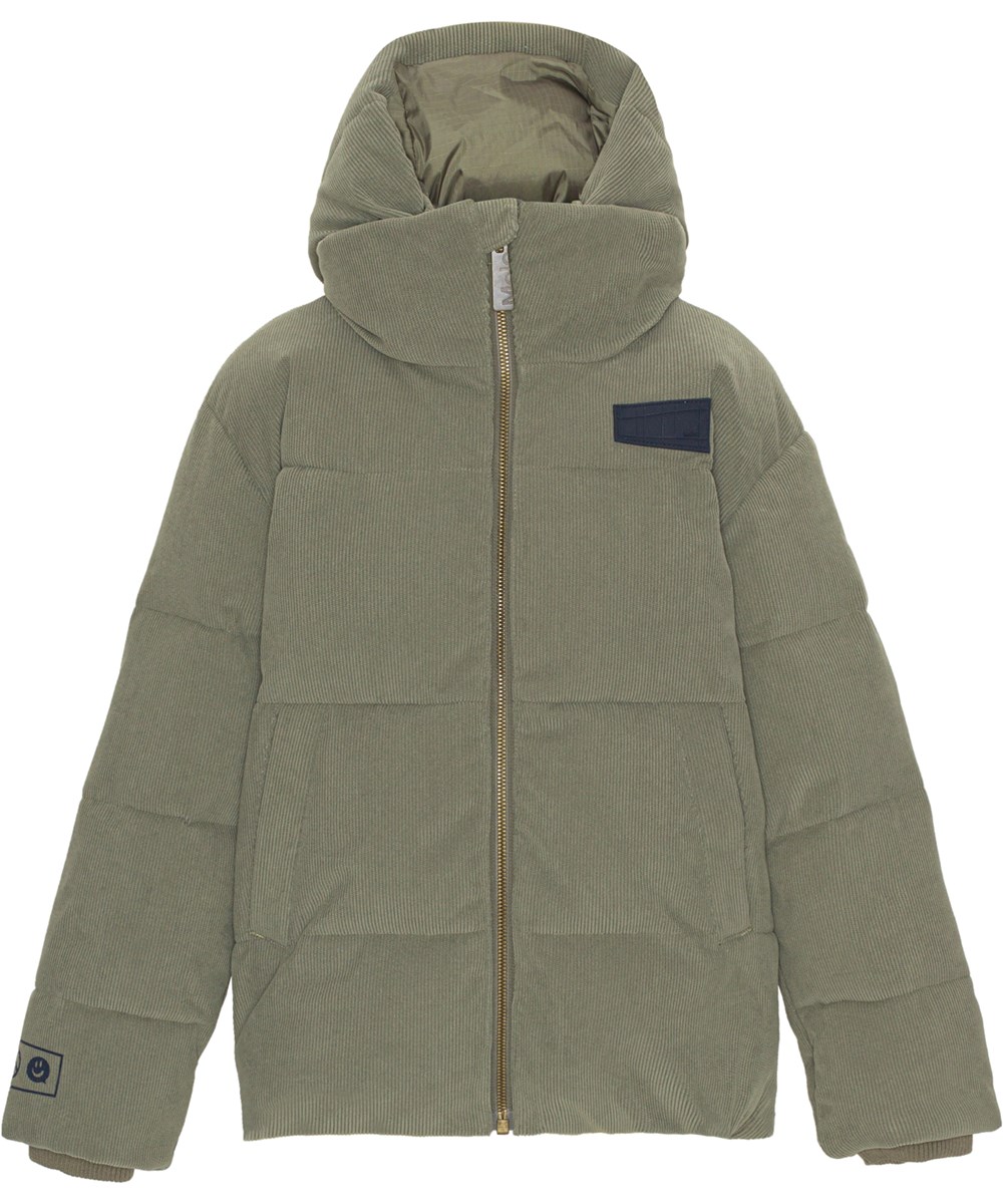 Hilo - Corduroy Green - Gerecyclede zachte en warme donsjas in groen corduroy