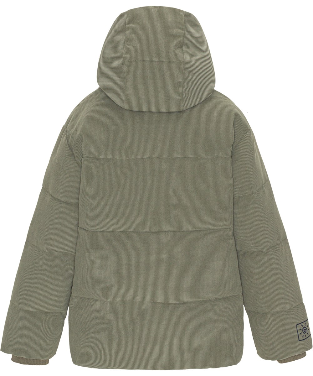 Hilo - Corduroy Green - Gerecyclede zachte en warme donsjas in groen corduroy