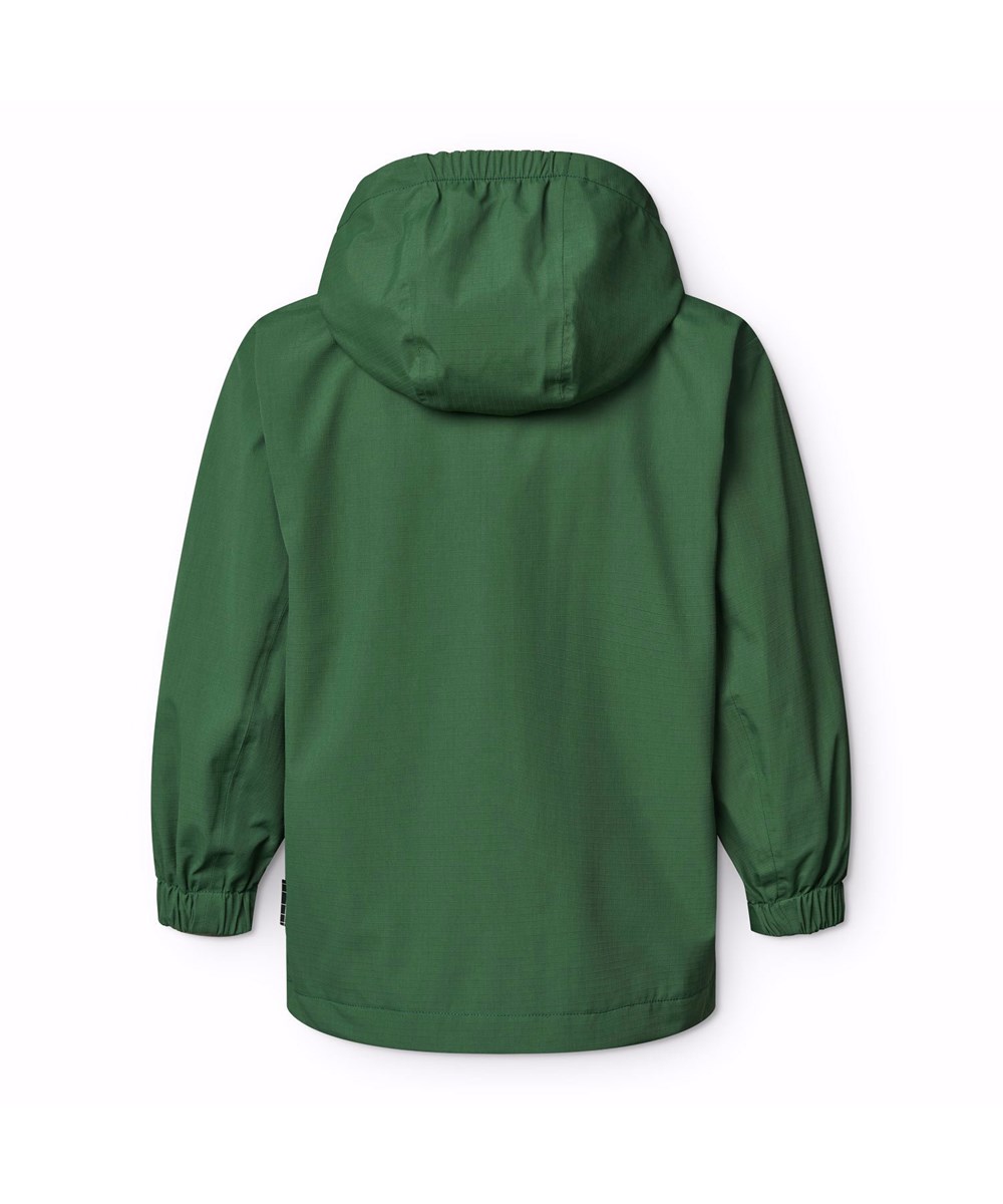 Hobson - Rubber Tree - Groene wind- en waterdichte regenjas voor kinderen van gerecycled nylon met afneembare capuchon.