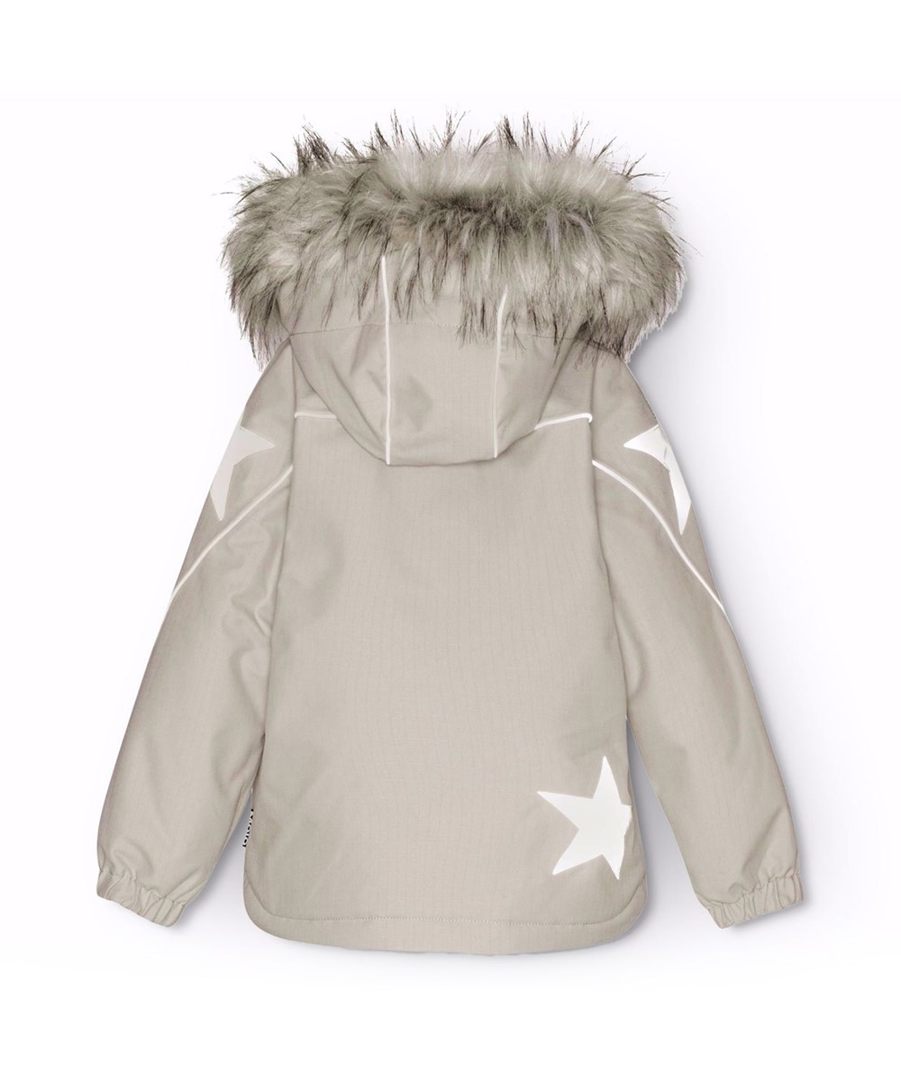 Hopla Fur - Dust - Grijze wind- en waterdichte winterjas voor kinderen van gerecycled polyester.