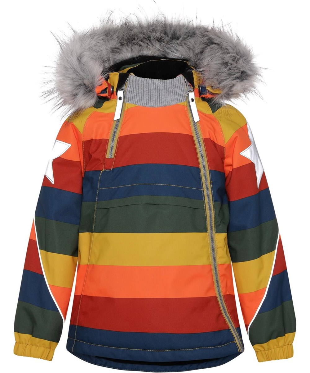 Hopla Fur - Rainbow - Gerecyclede winterjas met imitatiebont en regenboogprint