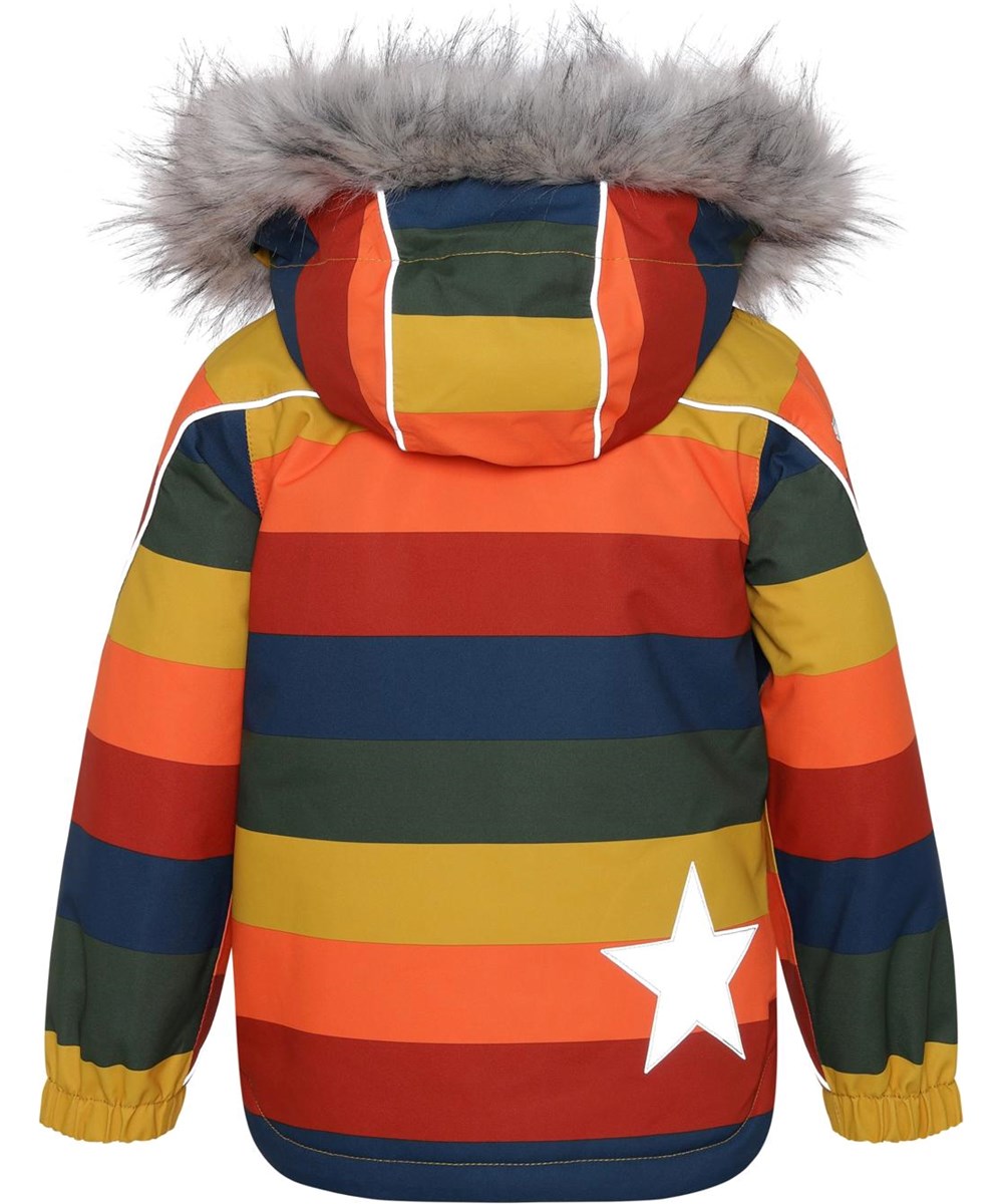 Hopla Fur - Rainbow - Gerecyclede winterjas met imitatiebont en regenboogprint