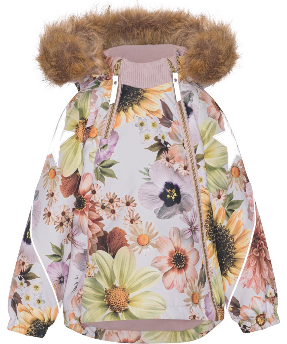 Hopla Fur - Retro Flowers - Gerecyclede winterjas met bloemenprint