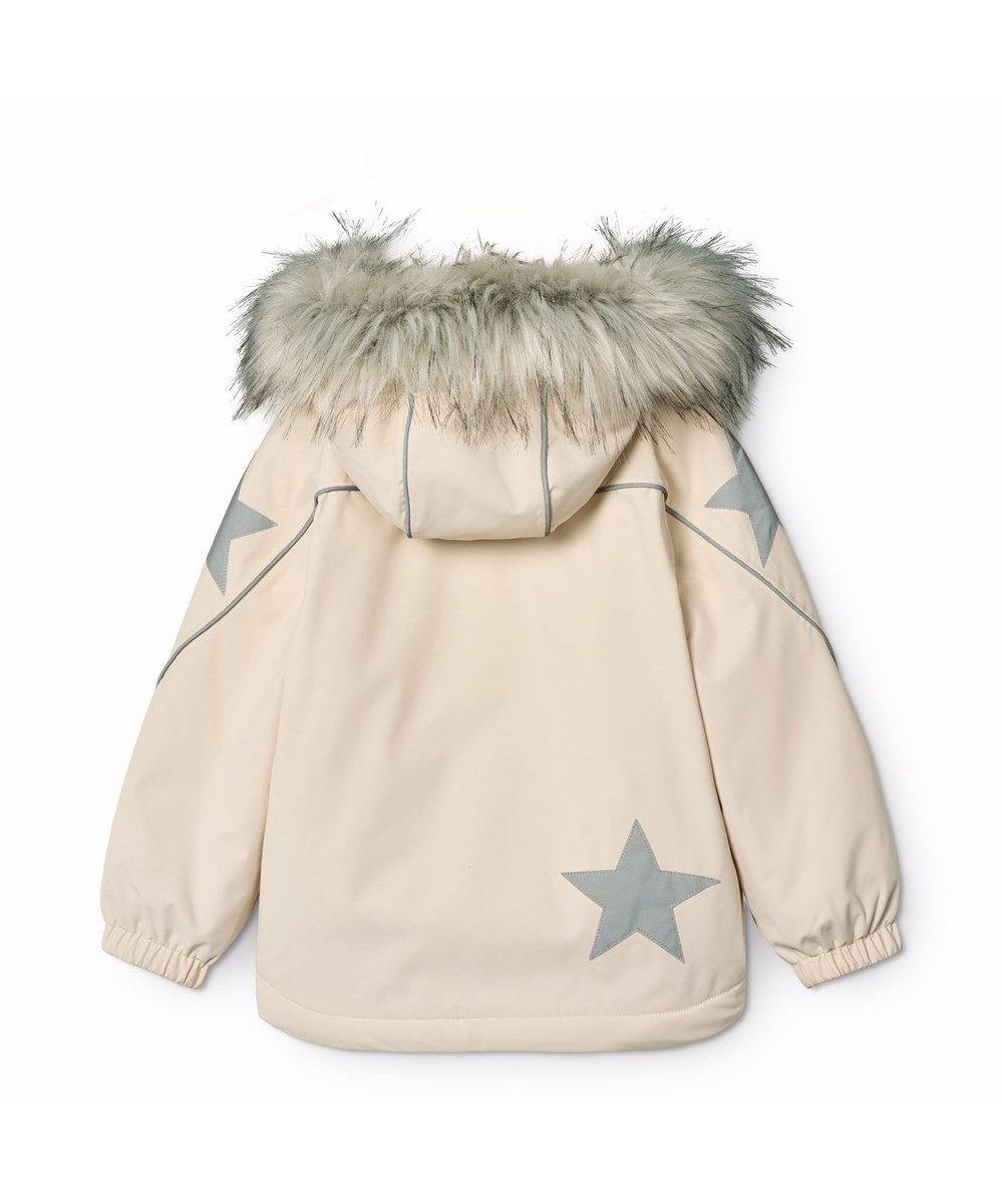 Hopla Fur - Vanilla - Gebroken witte wind- en waterdichte winterjas voor kinderen gemaakt van gerecycled polyester en gevoerd met 3M™ Thinsulate™.