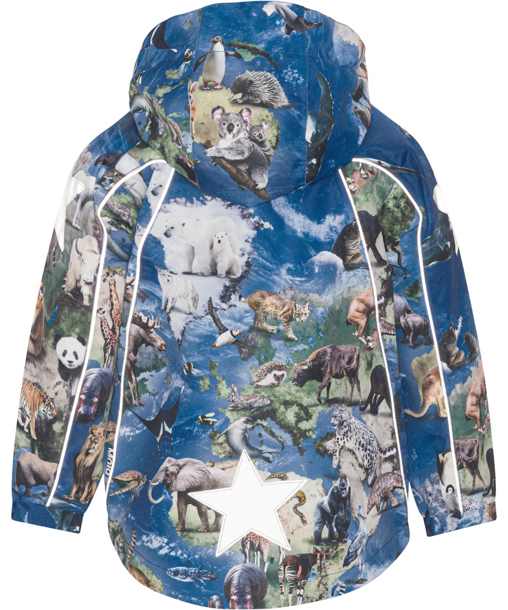 Hopla - Living Wildlife - Gerecyclede blauwe anorak met dieren