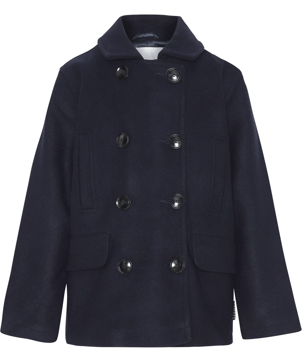 Horatio - Dark Navy - Klassieke donkerblauwe wollen jas met knopen