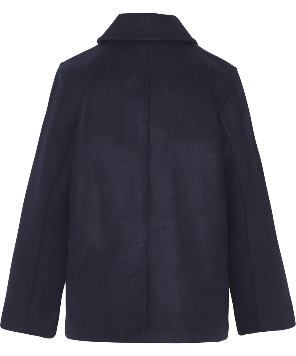 Horatio - Dark Navy - Klassieke donkerblauwe wollen jas met knopen