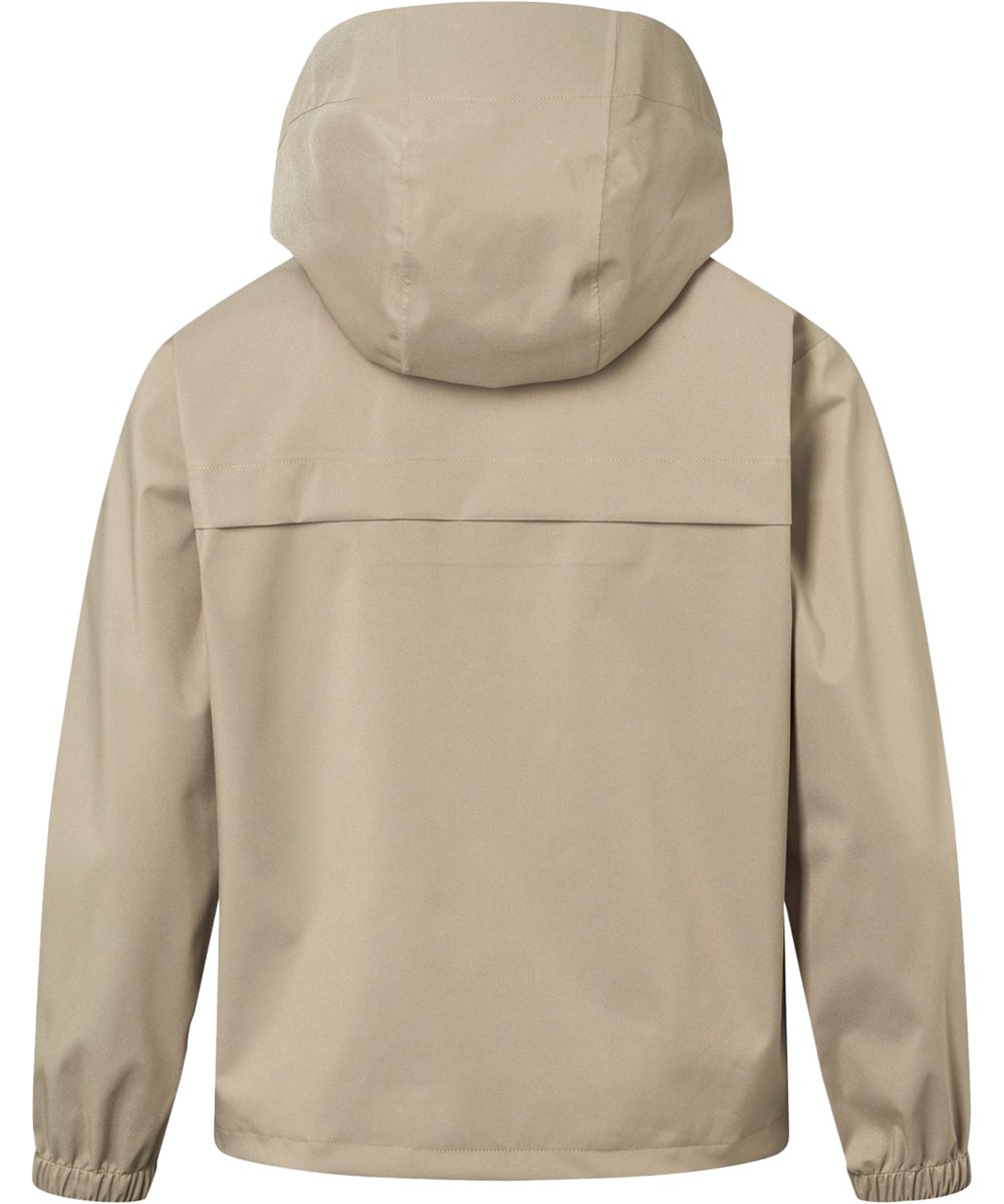 Horizon - Clay - Zandkleurige wind- en waterdichte jas voor kinderen met capuchon en gelamineerde binnenkant gemaakt van gerecycled polyester.