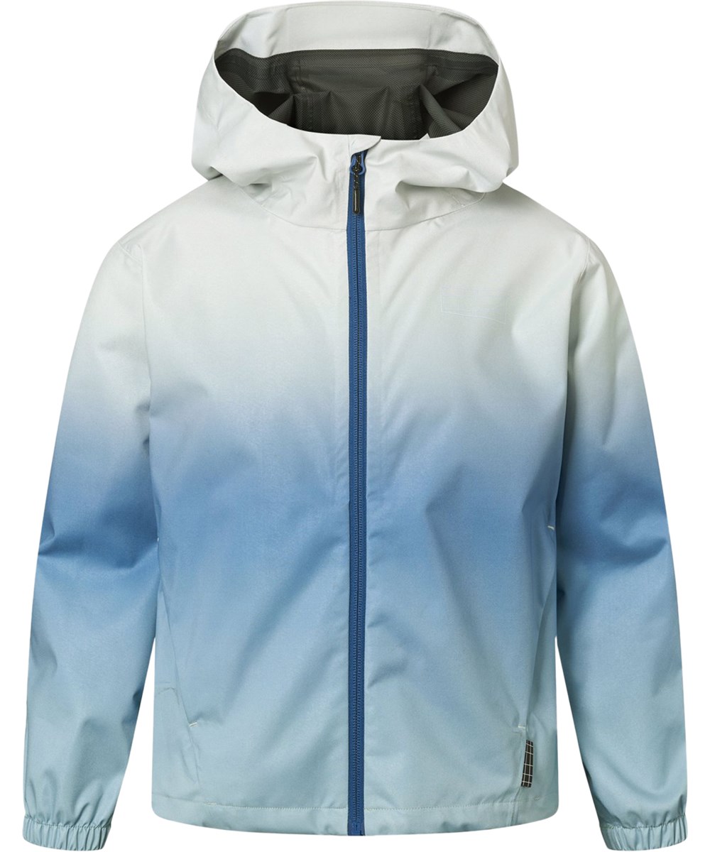 Horizon - Faded Tide - Blauw wind- en waterdicht jack voor kinderen met capuchon en gelamineerde binnenkant gemaakt van gerecycled polyester.