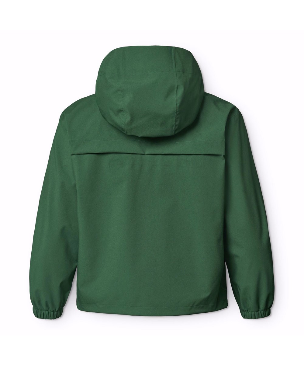 Horizon - Rubber Tree - Groene wind- en waterdichte kinderjas met capuchon van gerecycled polyester.