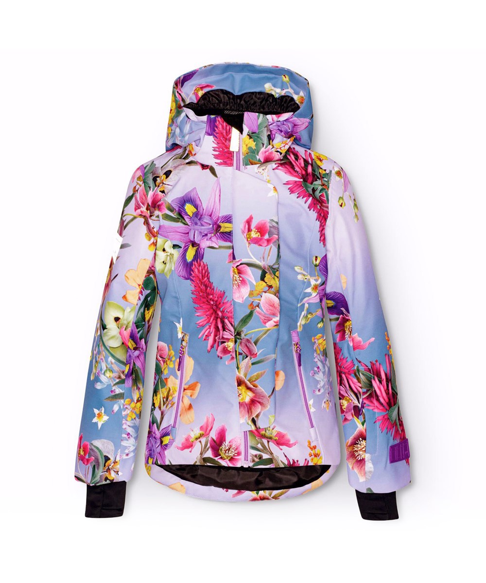 Pearson - Gradient Bloom - Wind- en waterdichte ski-jas voor kinderen van gerecycled polyester met bloemenprint.