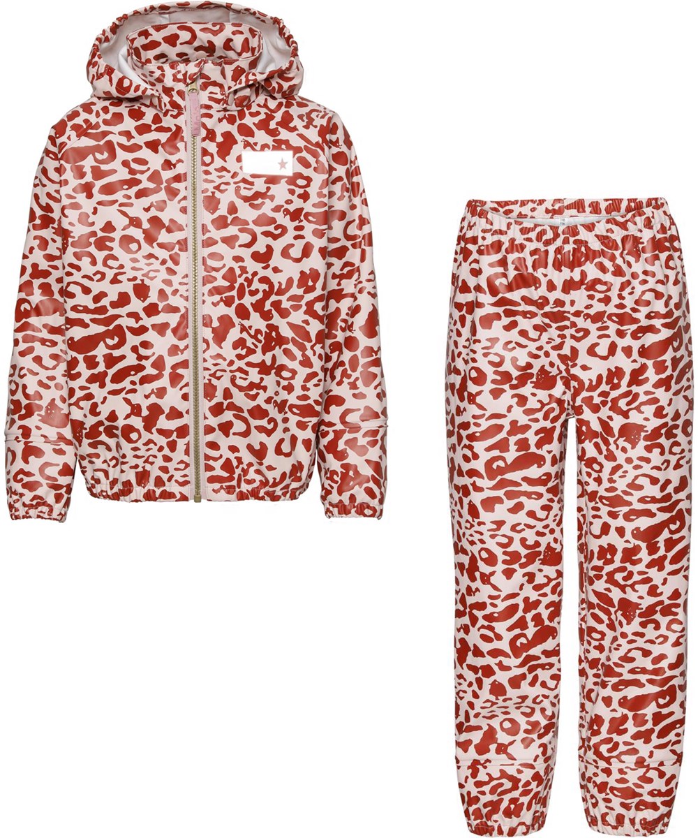 Zet - Leo Red - Gerecyclede regenkleding in luipaardprint