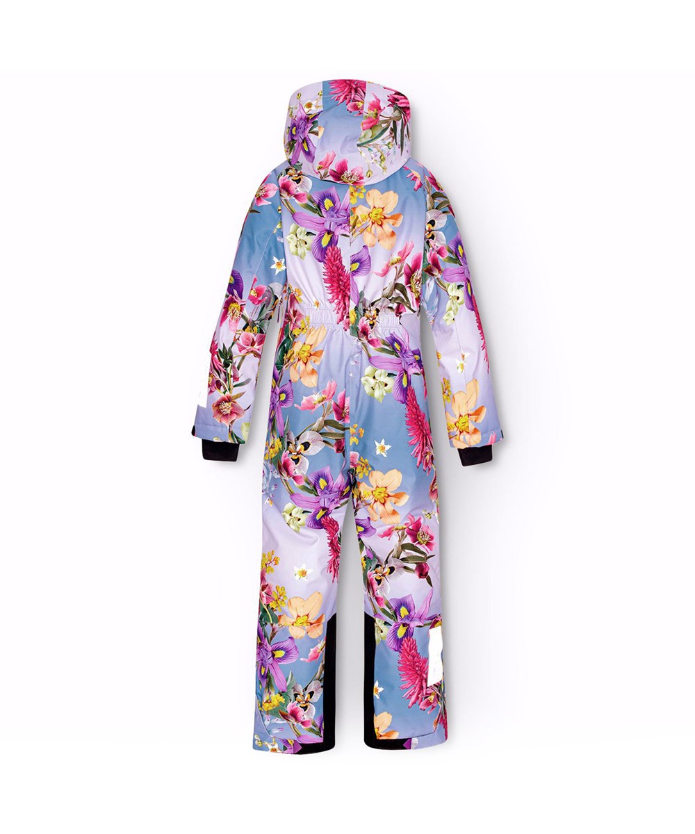 Hux - Gradient Bloom - Blauwe en paarse kinder skipak gemaakt van gerecycled polyester met een bloemenprint.