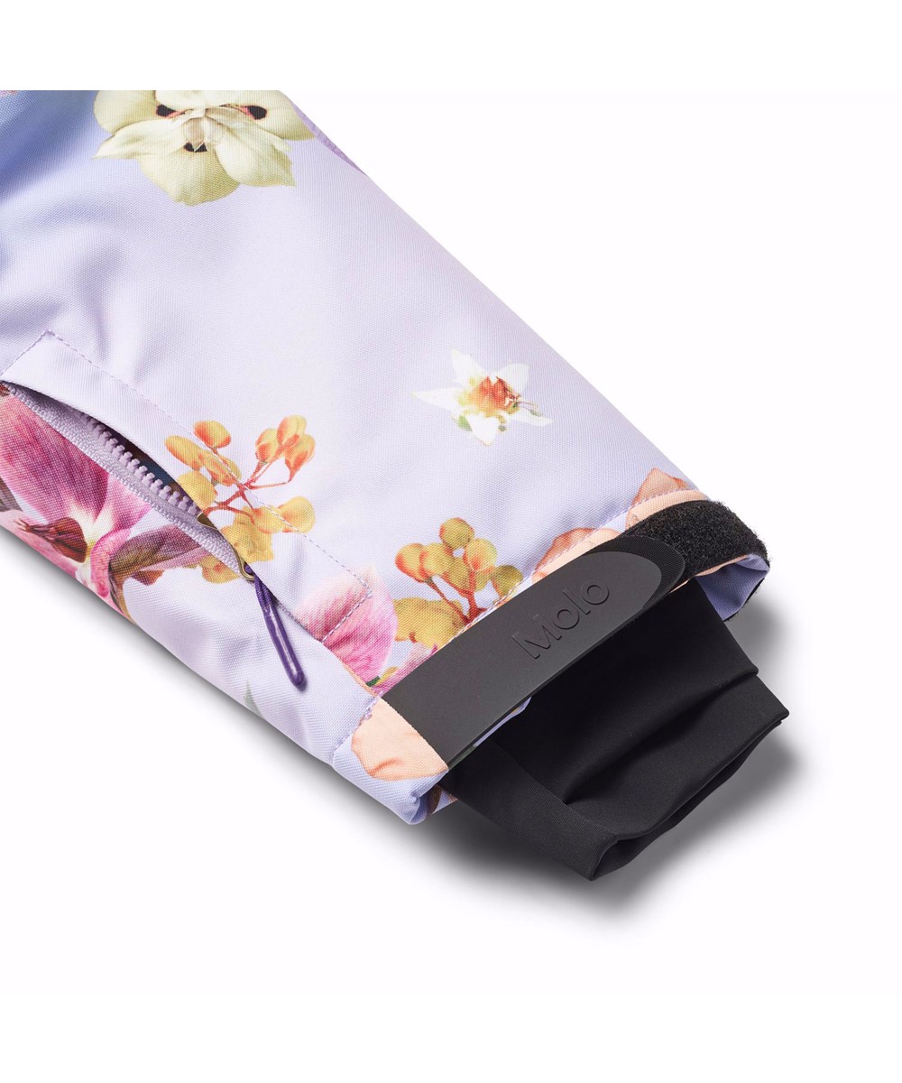 Hux - Gradient Bloom - Blauwe en paarse kinder skipak gemaakt van gerecycled polyester met een bloemenprint.