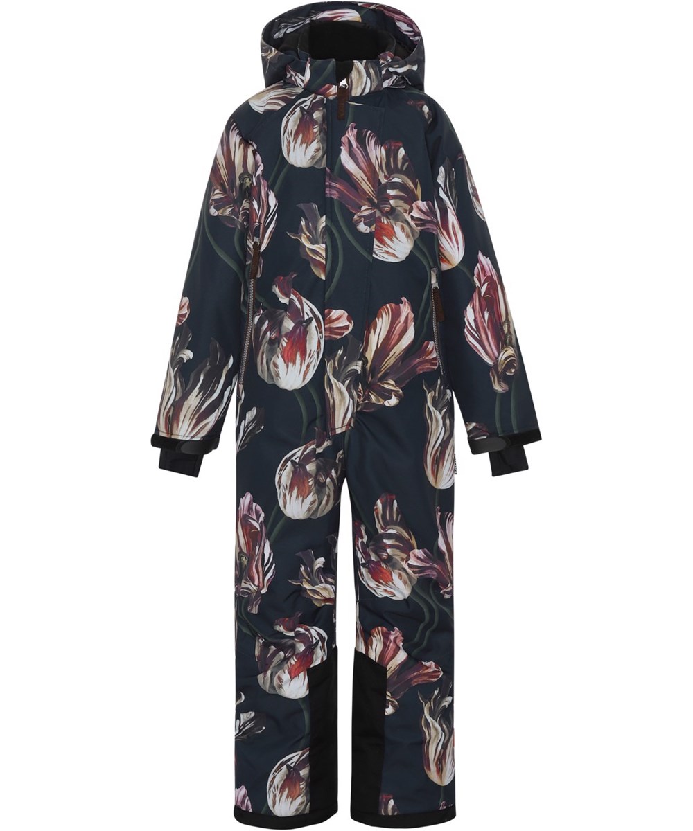 Hux - Tulips - Gerecyclede zwarte skipak met tulpenprint