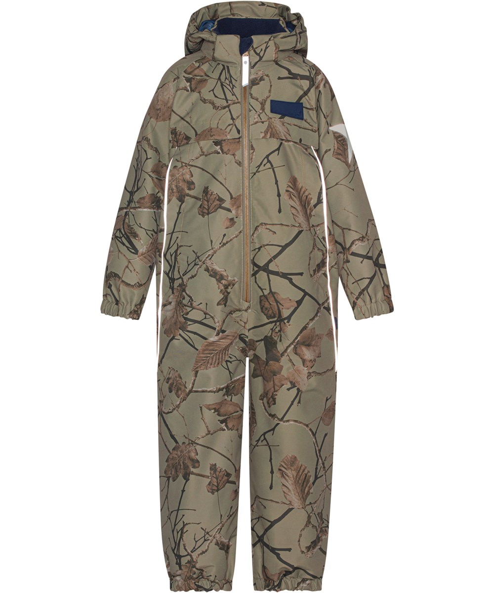 Pingo - Forest Leaves - Gerecyclede donkergroene skipak met bladeren print