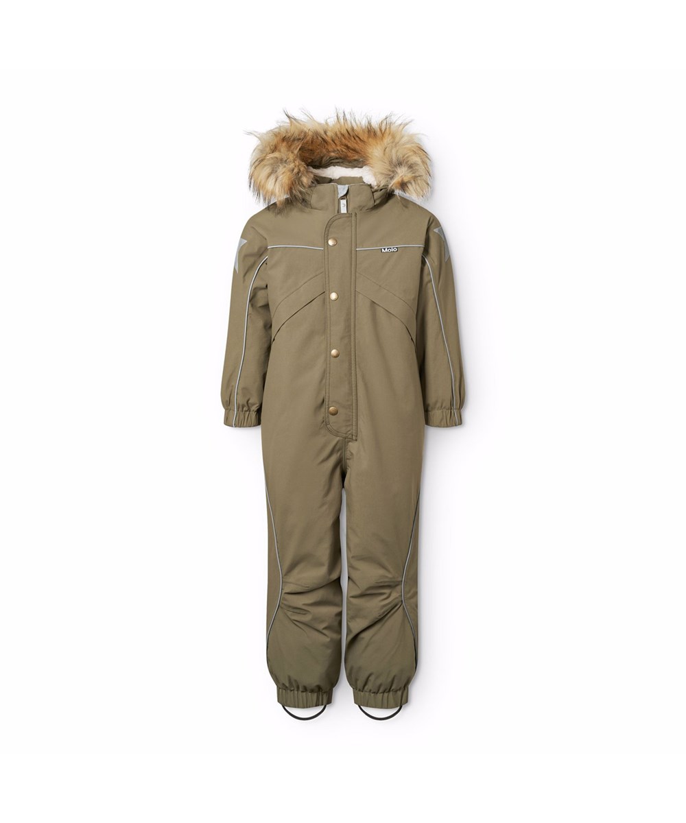 Polaris Fur - Bark Green - Wind- en waterdichte donkergroene skipak voor een koude winter of skivakantie gemaakt van gerecycled nylon en gevoerd met 3M™ Thinsulate™.