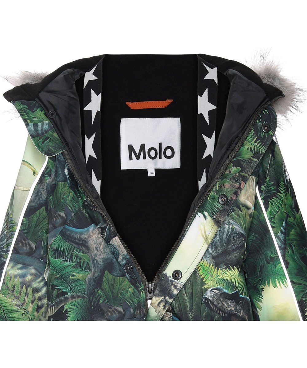 Polaris Fur - Dino Forest - Gerecyclede groene skipak met dinosaurus print en bont