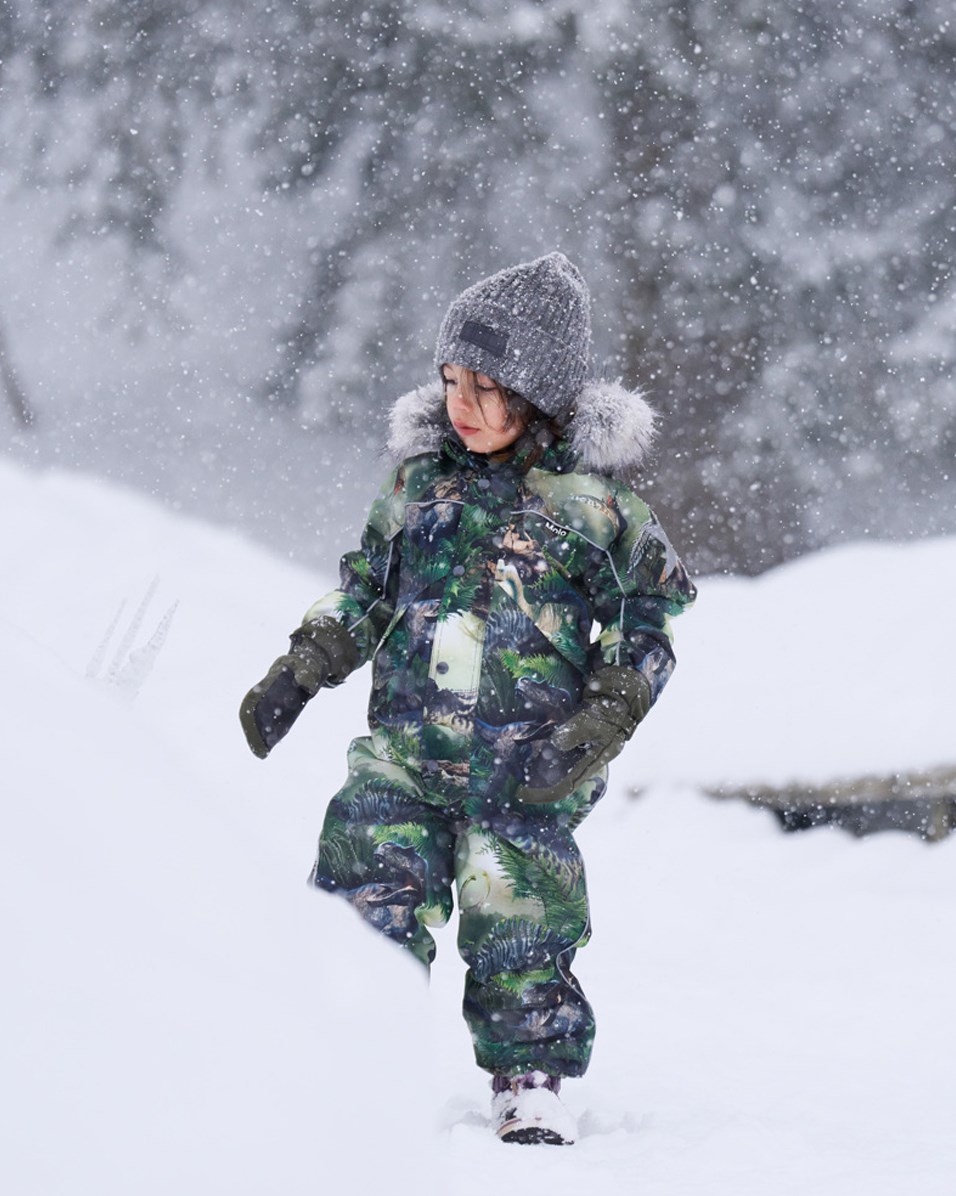 Polaris Fur - Dino Forest - Gerecyclede groene skipak met dinosaurus print en bont