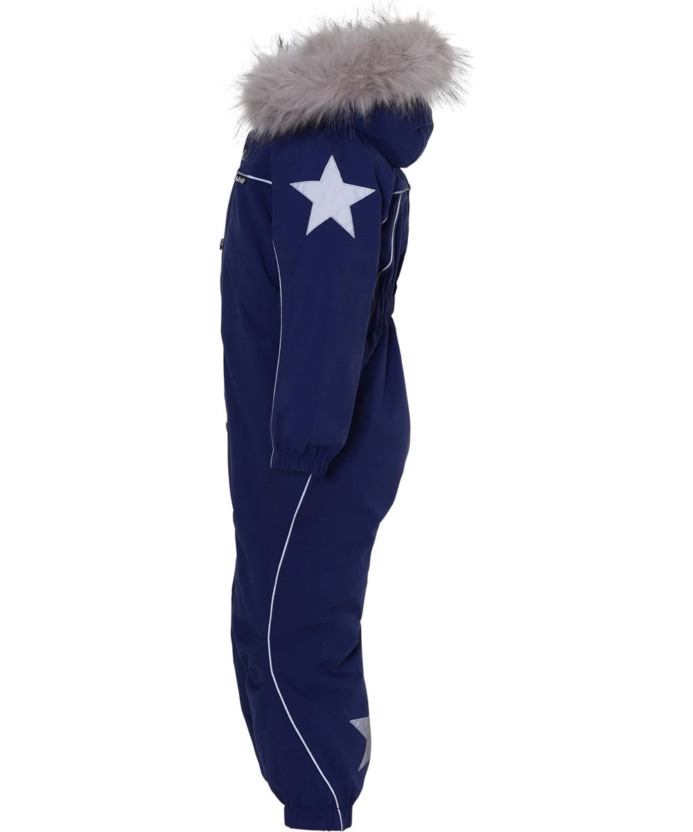 Polaris Fur Recycle - Ink Blue - Gerecycled blauwe skipak met nepbont kraag