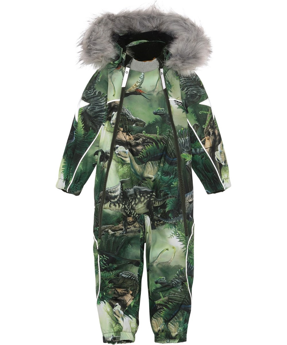 Pyxis Fur - Dino Forest - Gerecyclede groene skipak met dinosaurus print en bont