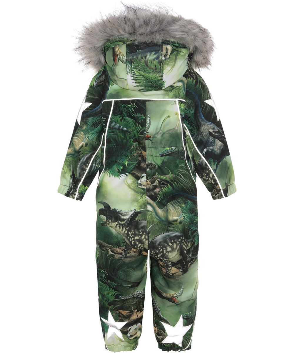 Pyxis Fur - Dino Forest - Gerecyclede groene skipak met dinosaurus print en bont