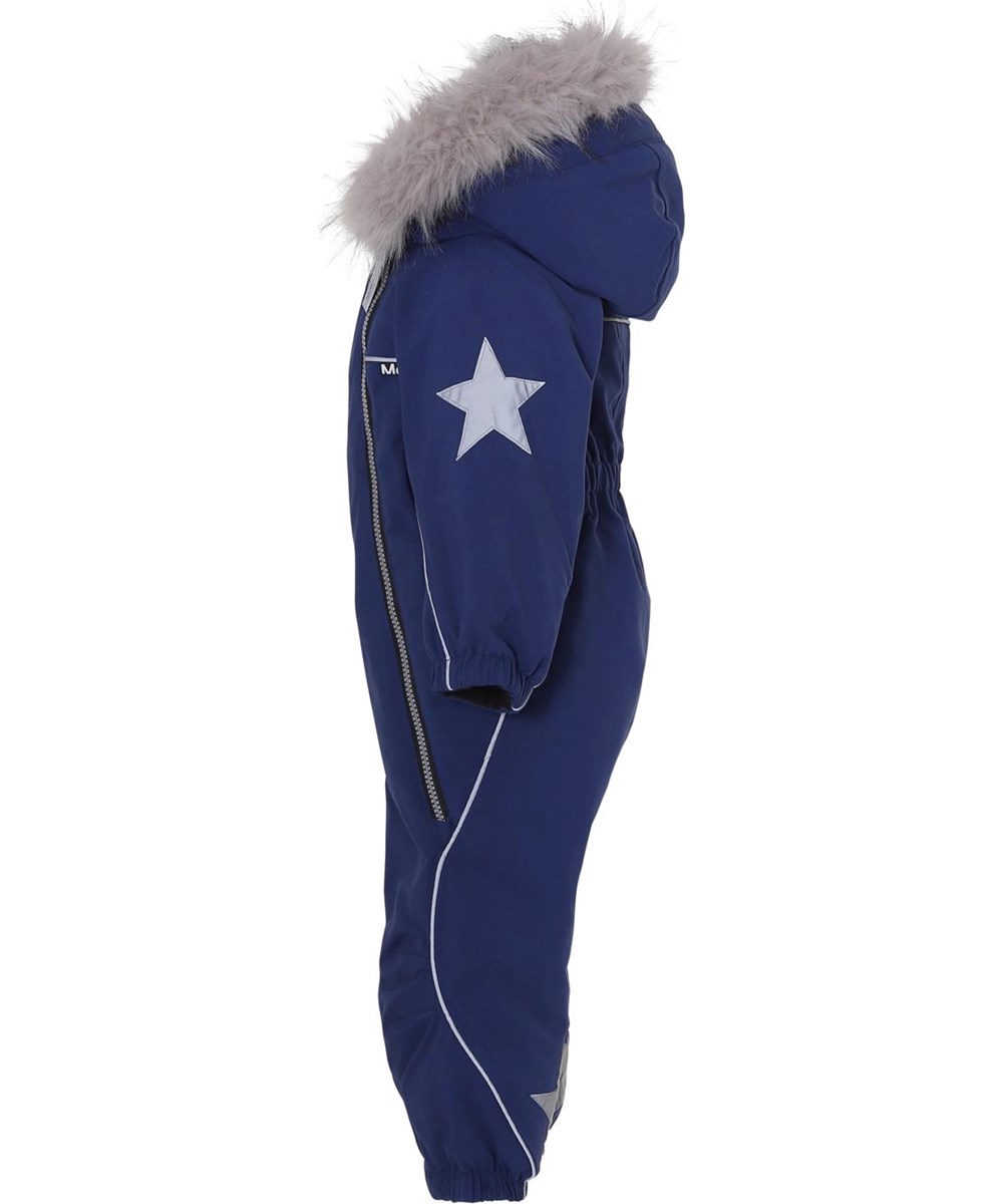 Pyxis Fur Recycle - Ink Blue - Gerecyclede blauwe skipak met nepbontkraag