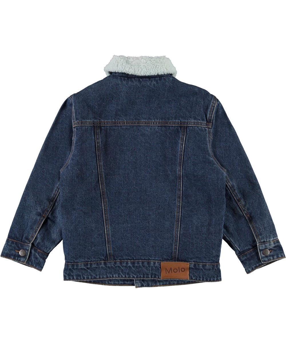Hen - Dark Indigo - Blue denim jacket with plush lining