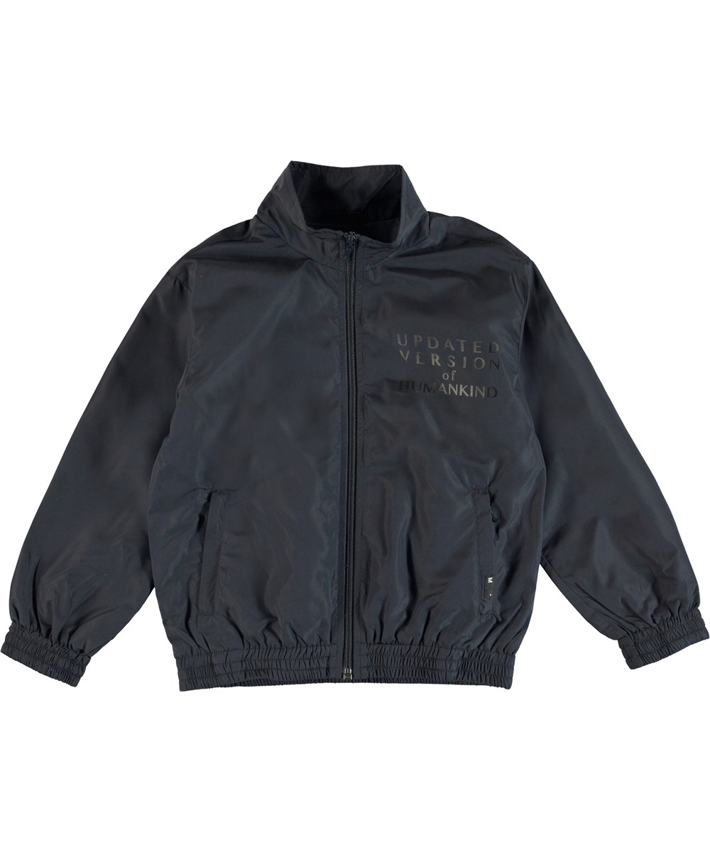 Hermoes - Dark Navy - Tracksuit jacket with text on the chest.