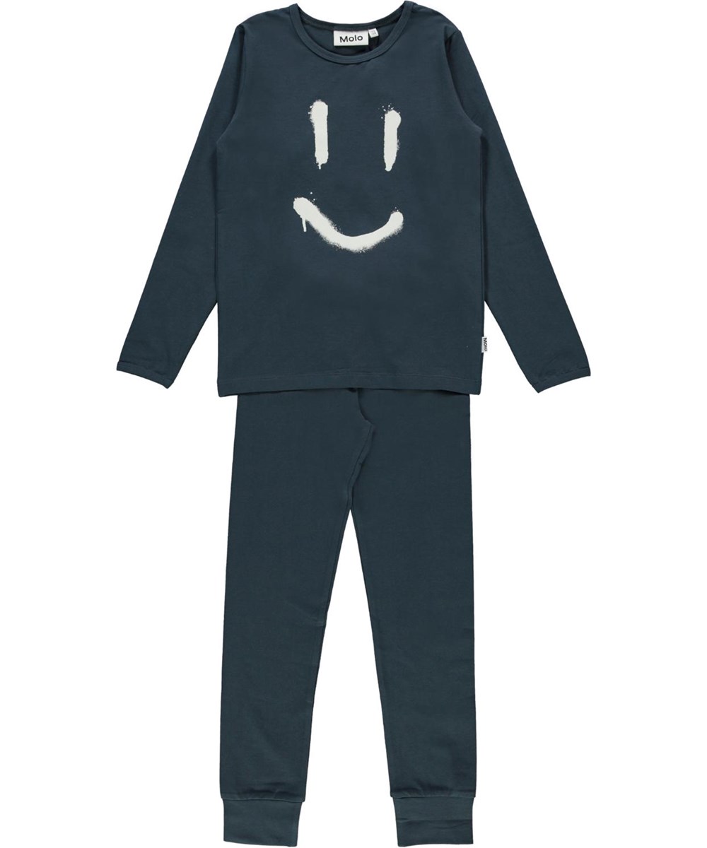 Luve - Summer Night - Blue organic smiley sleepwear
