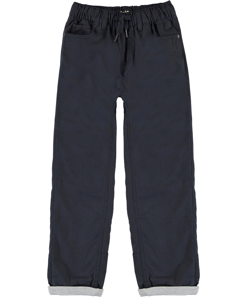 Abe - Dark Navy - Dark blue, loose cotton trousers