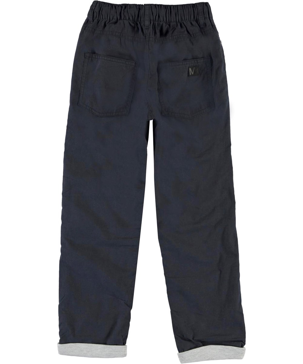 Abe - Dark Navy - Dark blue, loose cotton trousers