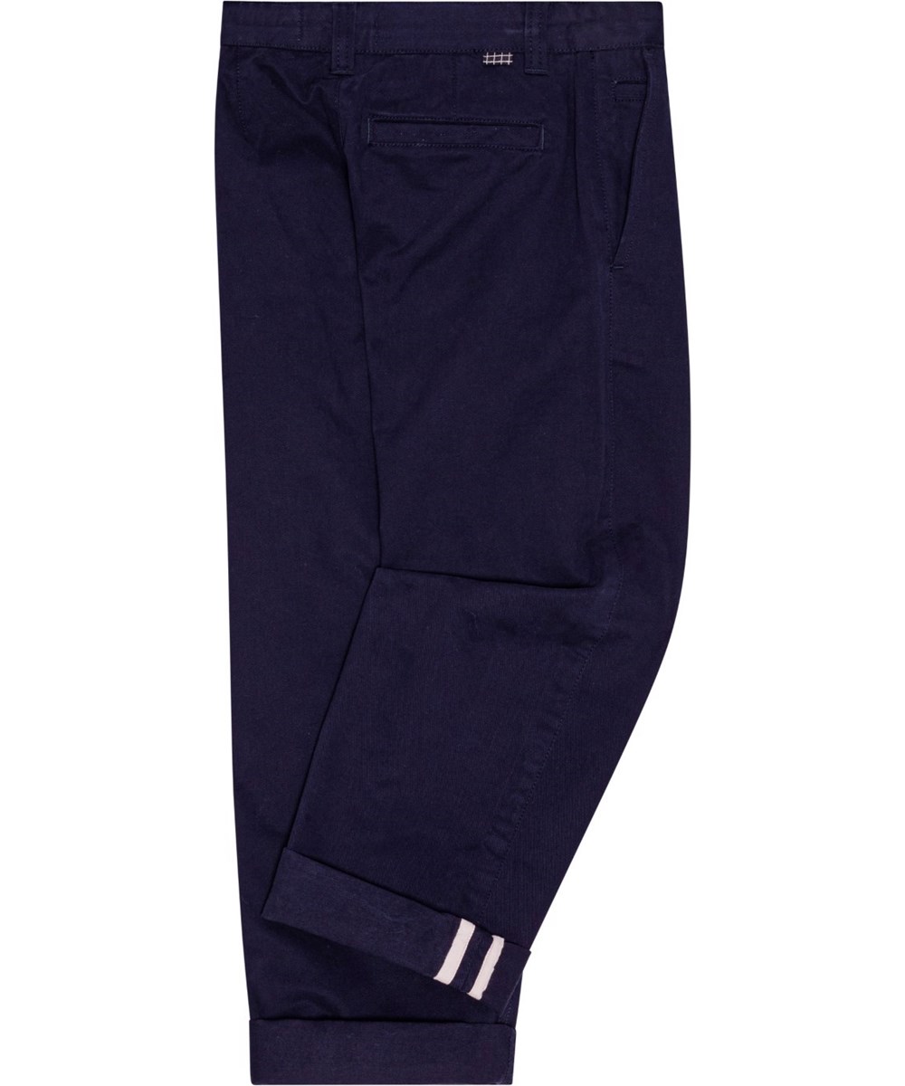 Ace - Dark Night - Dark blue cotton chinos with adjustable waistband.
