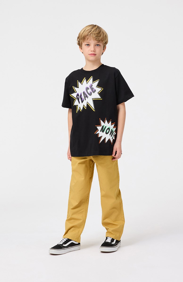 Ace - Suede - Light brown cotton chinos for children.