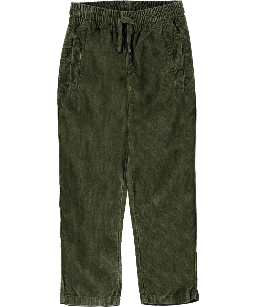 Adam - Bark - Green corduroy trousers.