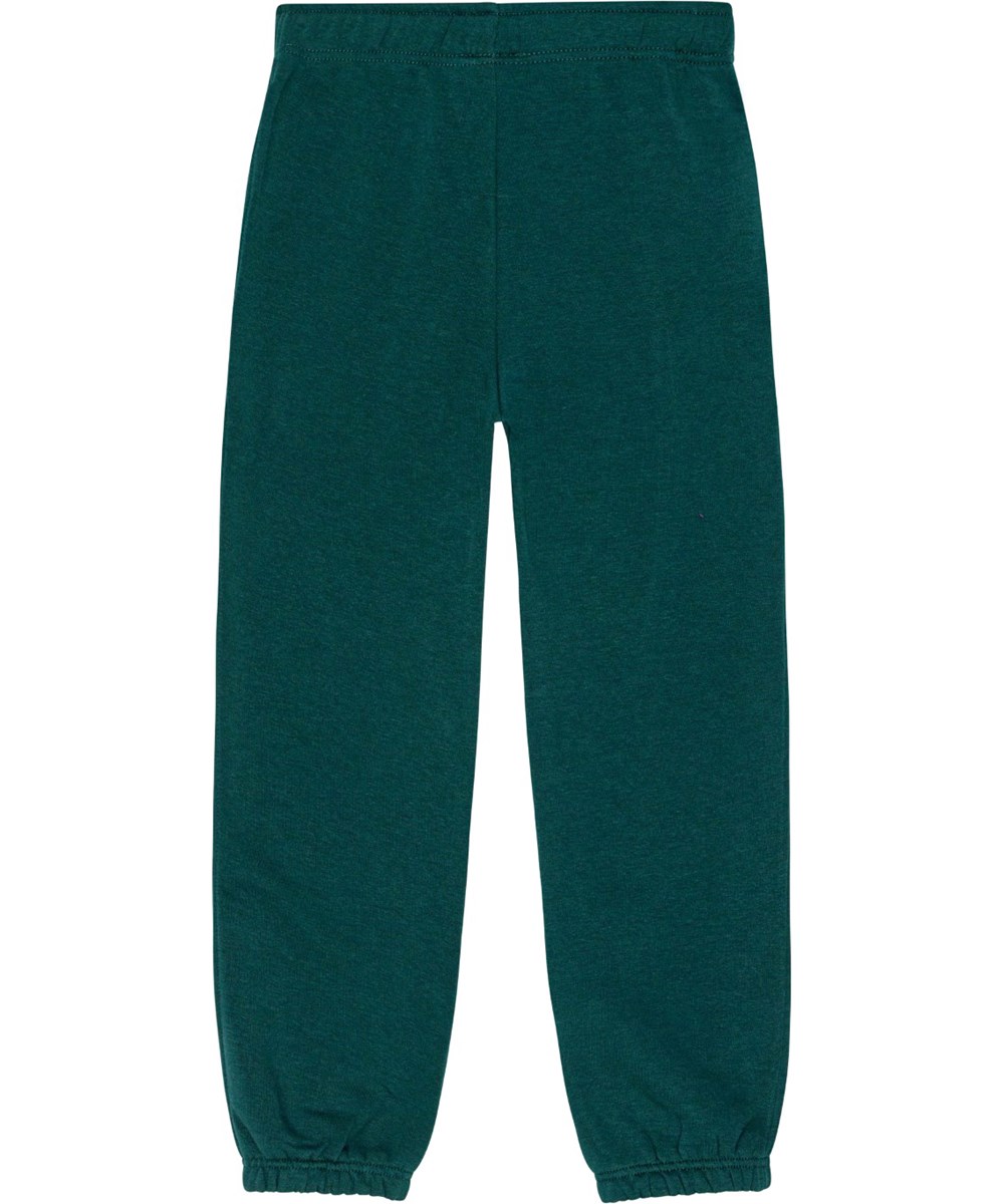Adan - Ponderosa Pine - Soft, green organic cotton sweatpants with elastic waist and ankles.