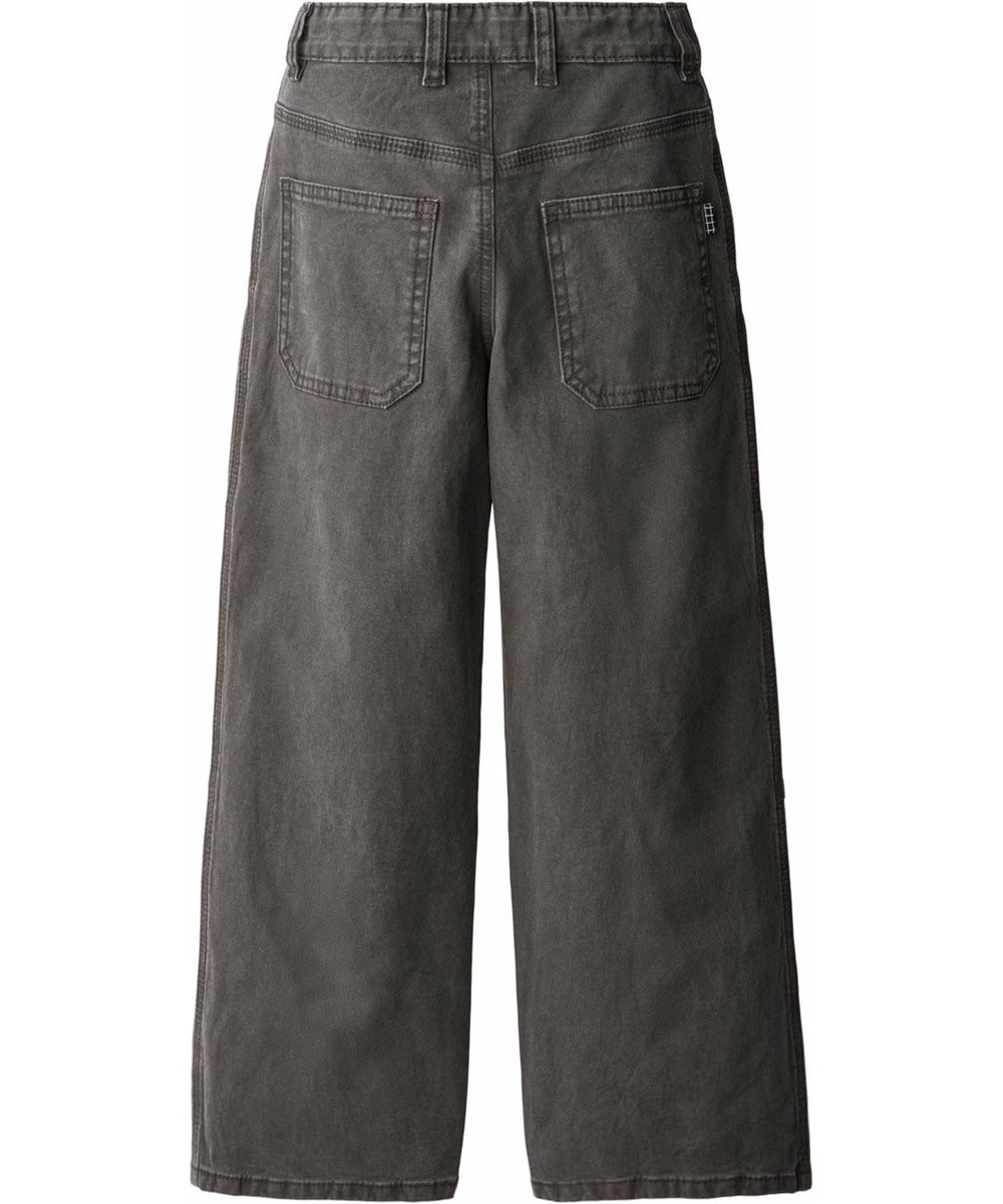 Alfred - Echo Wash - Grey wide canvas pants for children made of cotton with stitching.