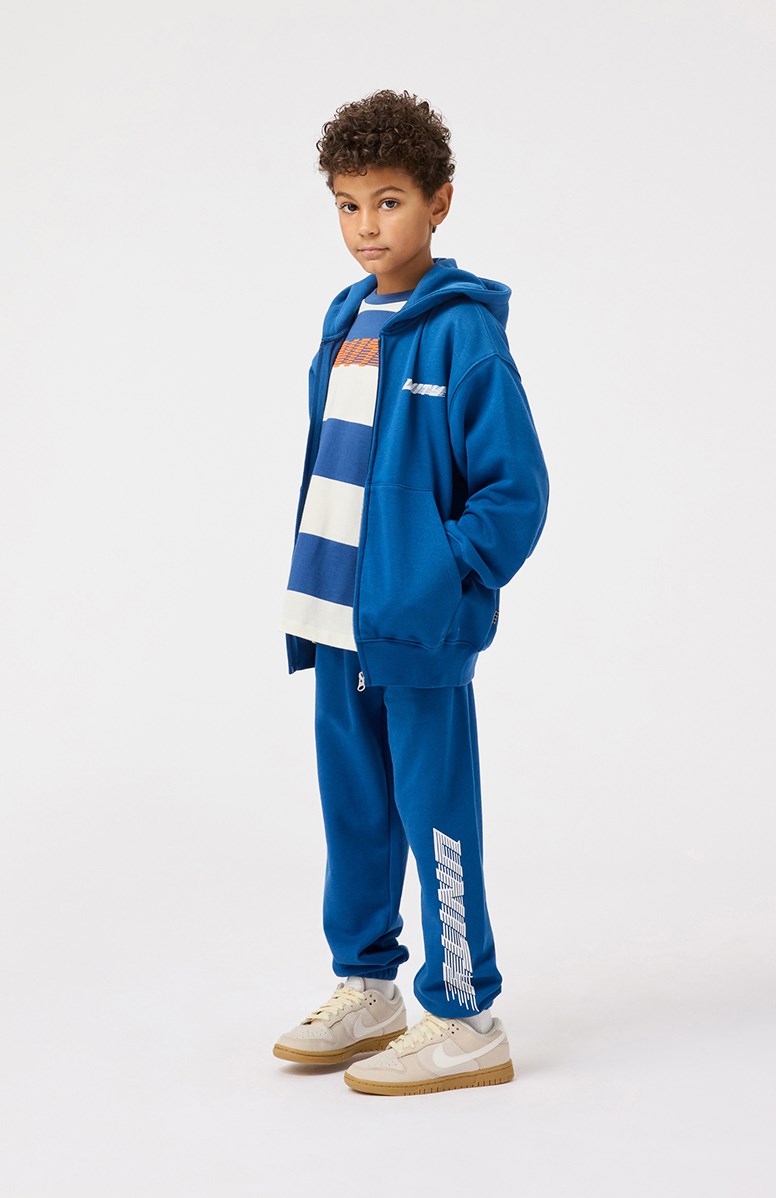 Allen - Best Blue - Blue organic pants with 'Unity' print for children.