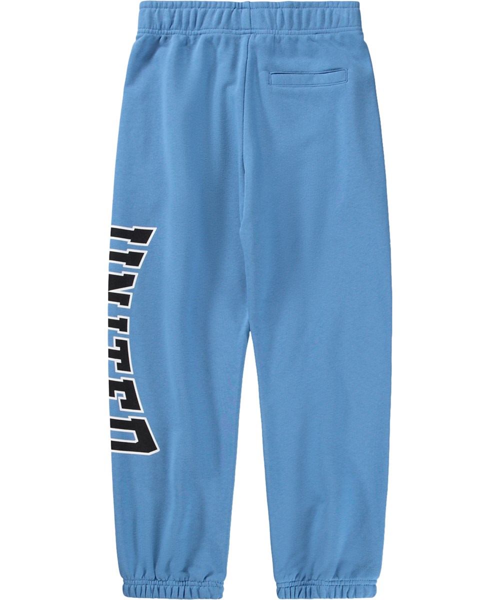 Allen - Blue Tide - Blue sweatpants for children made of soft cotton with a print