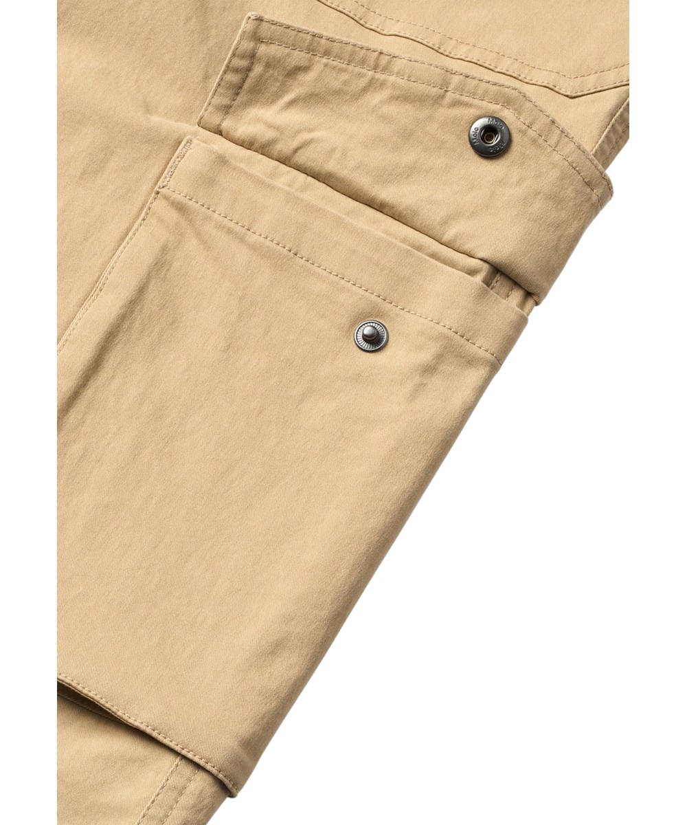 Alter - Desert - Beige cotton trousers for children with large cargo pockets 