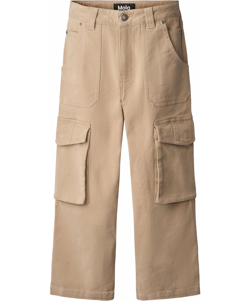 Alter - Drift Wood - Beige cargo pants for children made of cotton twill.